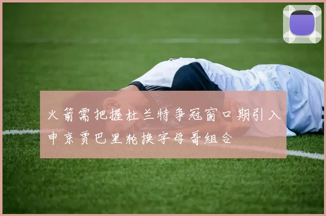 火箭需把握杜兰特争冠窗口期引入申京贾巴里轮换字母哥组合